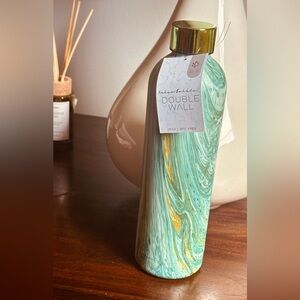 Marble Double Wall Bottle - Green and Gold